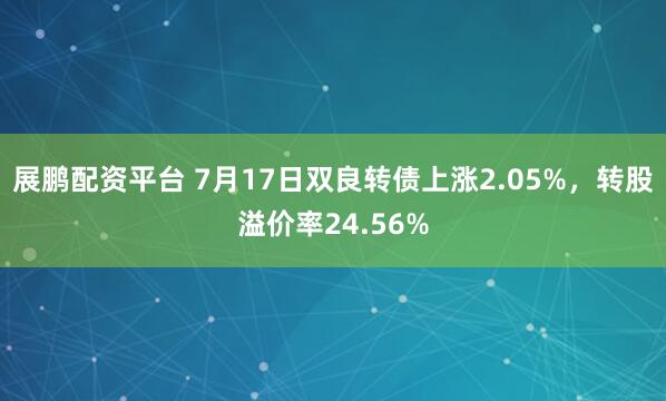 展鹏配资平台 7月17日双良转债上涨2.05%，转股溢价率24.56%