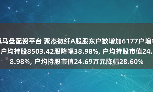 黑马盘配资平台 聚杰微纤A股股东户数增加6177户增幅63.87%, 流通A股户均持股8503.42股降幅38.98%, 户均持股市值24.69万元降幅28.60%